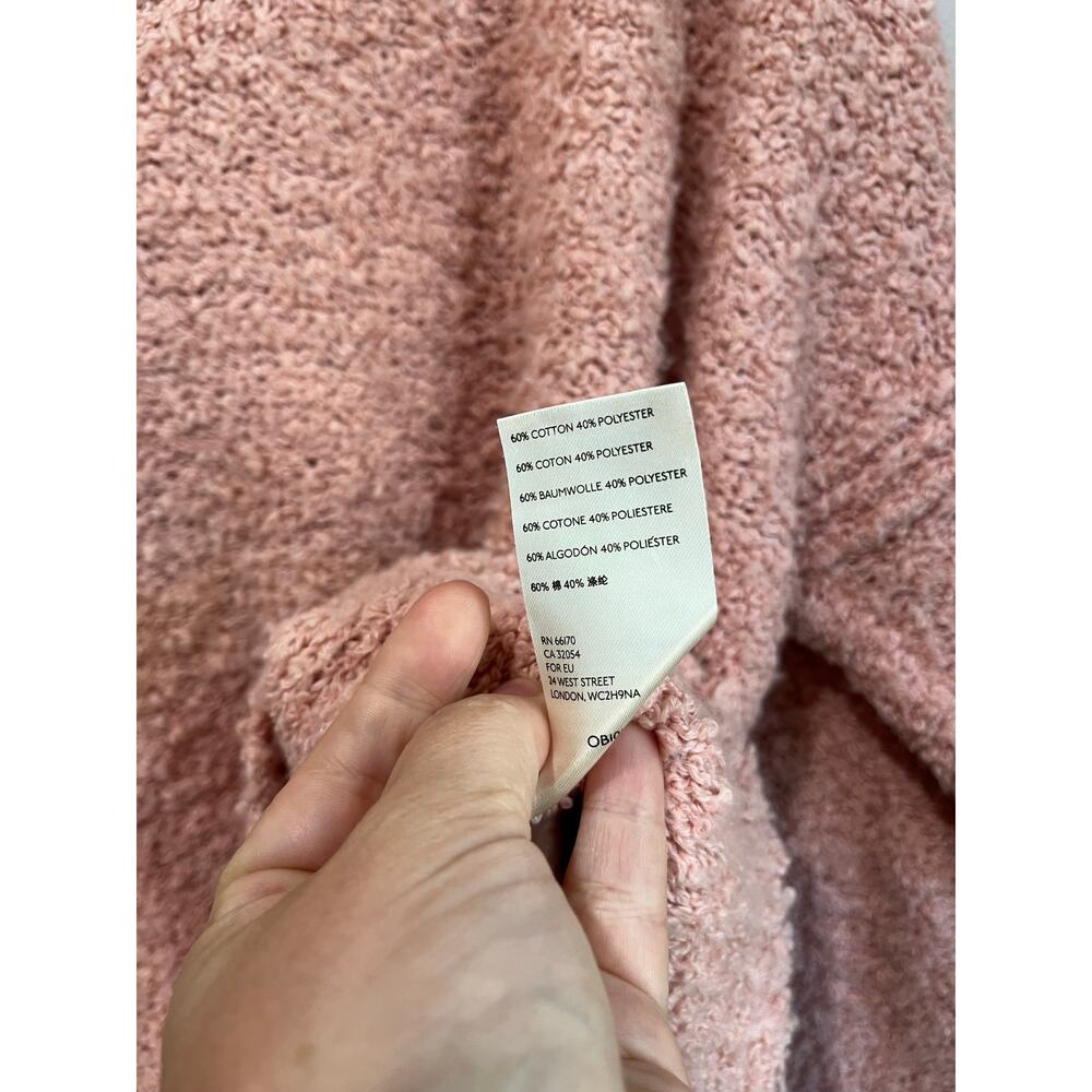Free People Pink Fuzzy Knit V Neck Pullover Cozy Chic Size L - Picture 6 of 7